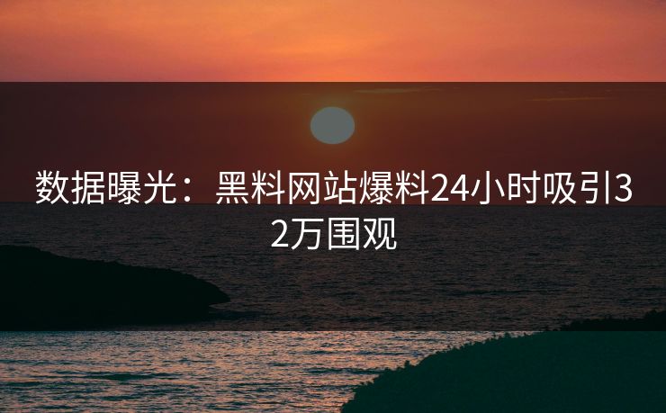 数据曝光：黑料网站爆料24小时吸引32万围观