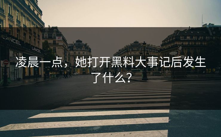 凌晨一点，她打开黑料大事记后发生了什么？