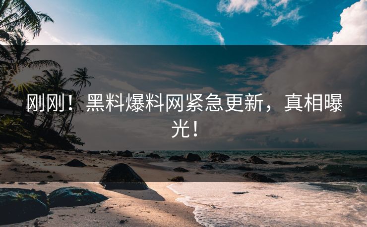 刚刚！黑料爆料网紧急更新，真相曝光！