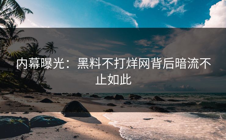内幕曝光：黑料不打烊网背后暗流不止如此
