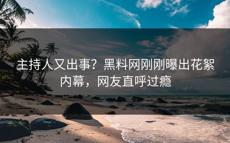 主持人又出事？黑料网刚刚曝出花絮内幕，网友直呼过瘾