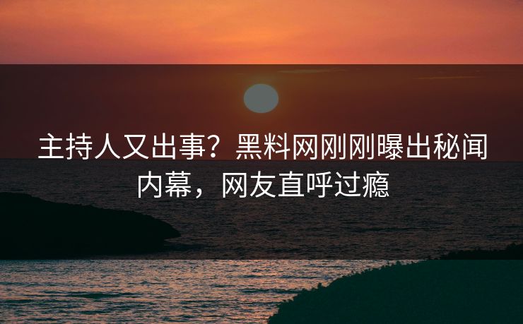 主持人又出事？黑料网刚刚曝出秘闻内幕，网友直呼过瘾