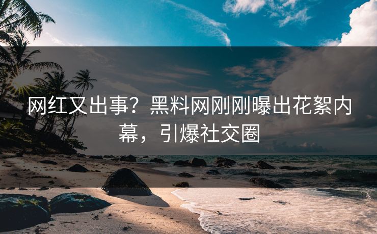 网红又出事？黑料网刚刚曝出花絮内幕，引爆社交圈