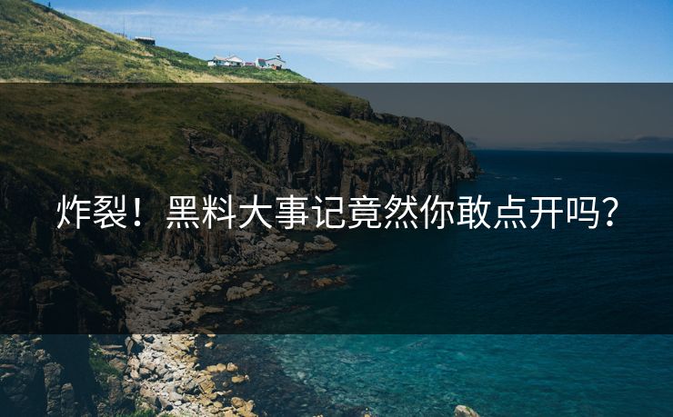 炸裂！黑料大事记竟然你敢点开吗？