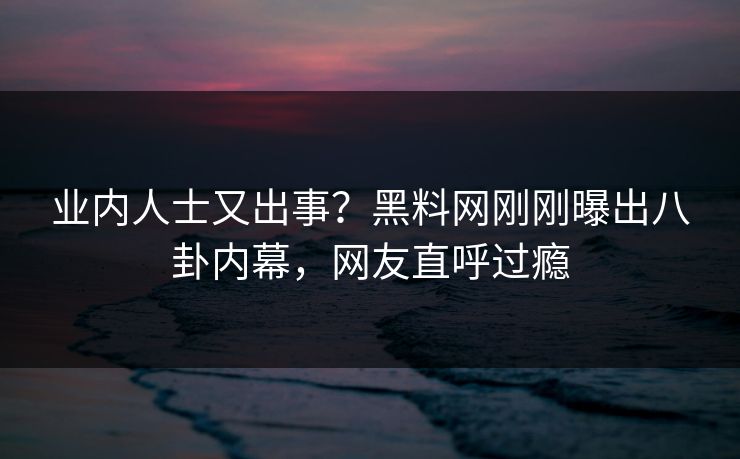 业内人士又出事？黑料网刚刚曝出八卦内幕，网友直呼过瘾