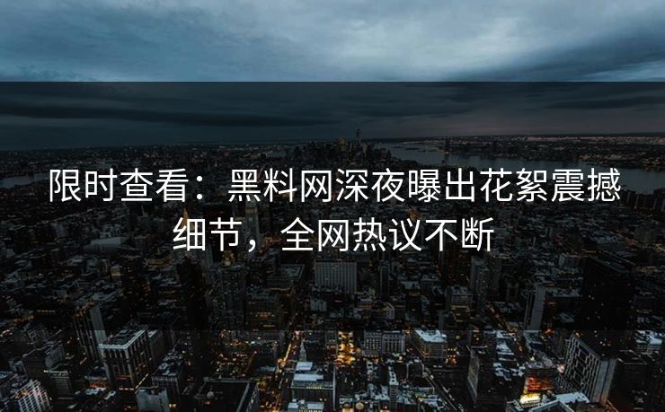 限时查看：黑料网深夜曝出花絮震撼细节，全网热议不断