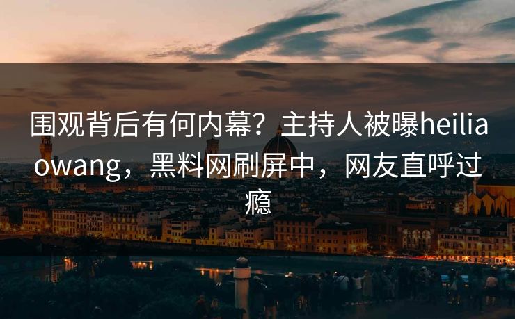 围观背后有何内幕？主持人被曝heiliaowang，黑料网刷屏中，网友直呼过瘾