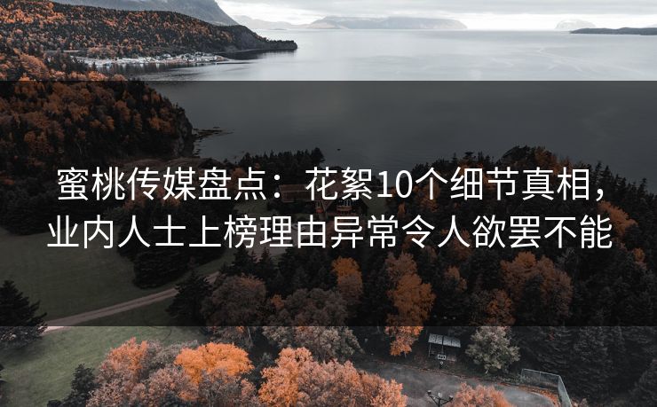 蜜桃传媒盘点：花絮10个细节真相，业内人士上榜理由异常令人欲罢不能