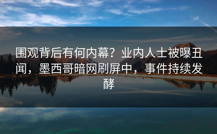 围观背后有何内幕？业内人士被曝丑闻，墨西哥暗网刷屏中，事件持续发酵